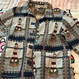 Vintage player, tapestry lighthouse jacket